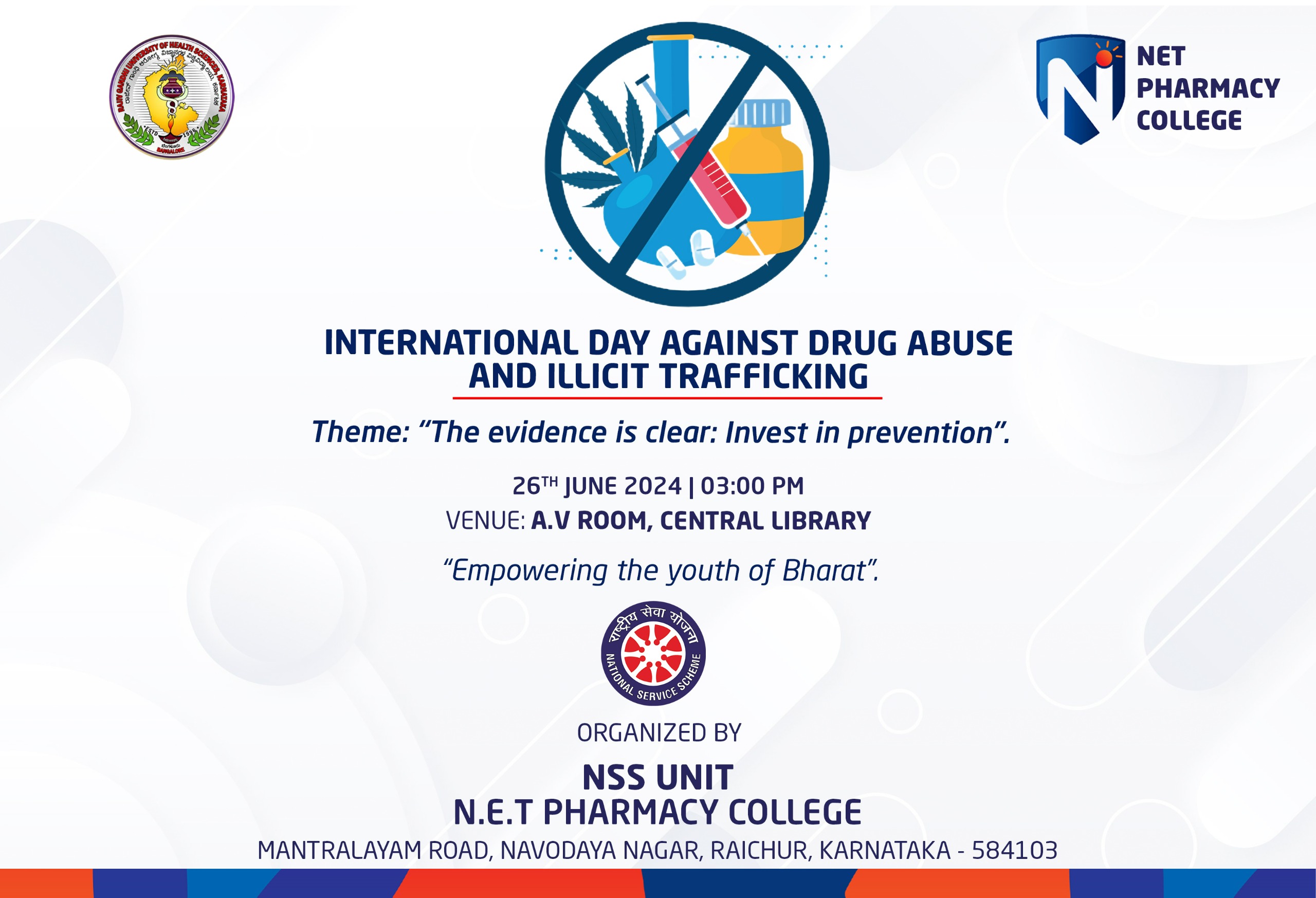 INTERNATIONAL DAY AGAINST DRUG USE AND ILLICIT TRAFFICKING